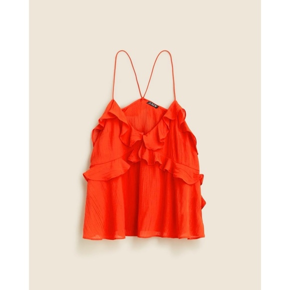 J. CREW Drapey Ruffle Tank Top Airy Chiffon Orange Red Gauzy Ruffles X-Large - Picture 11 of 15